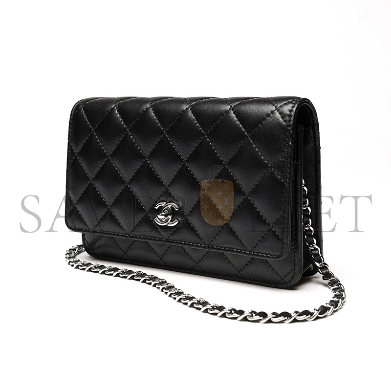CHANEL CLASSIC WALLET ON CHAIN LAMBSKIN BLACK AS4241 (19.2*12.3*3.5cm) CHANEL CLASSIC WALLET ON CHAIN LAMBSKIN BLACK AS4241 (19.2*12.3*3.5cm)