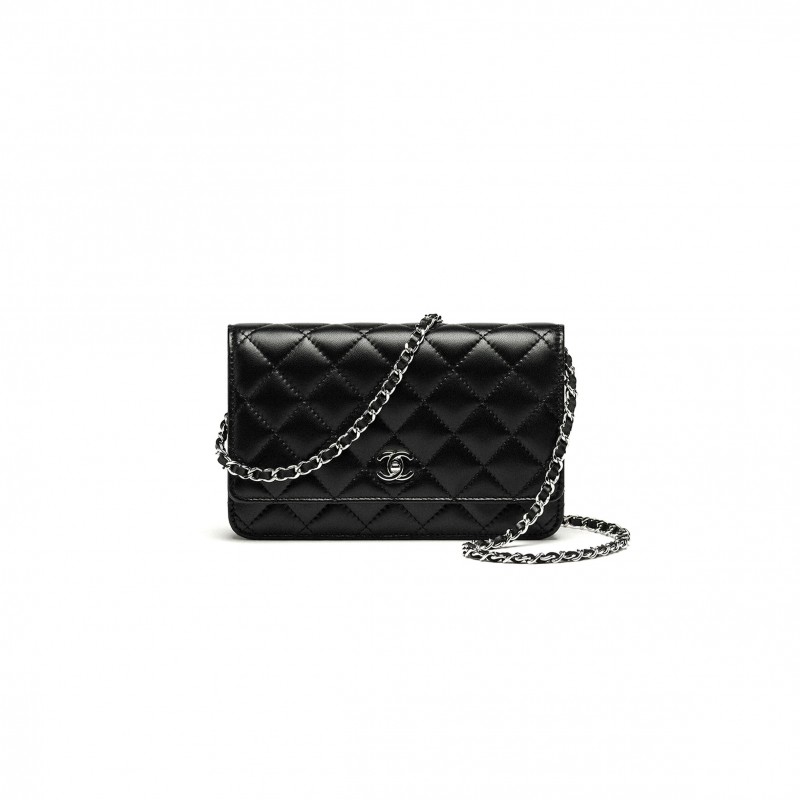 CHANEL CLASSIC WALLET ON CHAIN LAMBSKIN BLACK AS4241 (19.2*12.3*3.5cm) CHANEL CLASSIC WALLET ON CHAIN LAMBSKIN BLACK AS4241 (19.2*12.3*3.5cm)