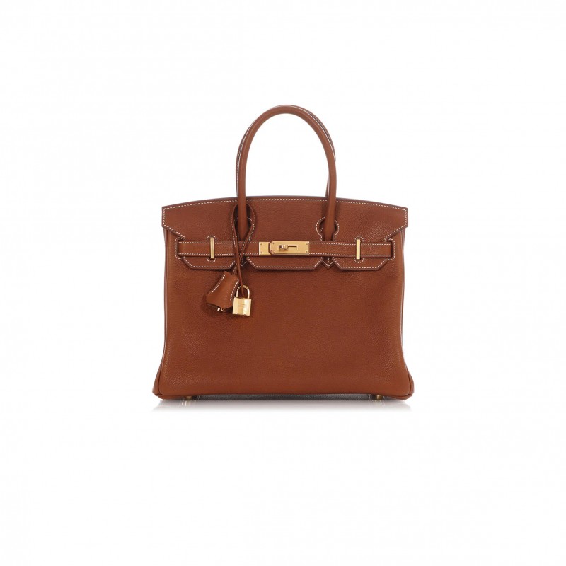 HERMES BIRKIN 30 FAUVE BARENIA GOLD HARDWARE (30*22*16cm)