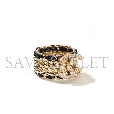CHANEL METAL LAMBSKIN CLASSIC CC LOGO RING 