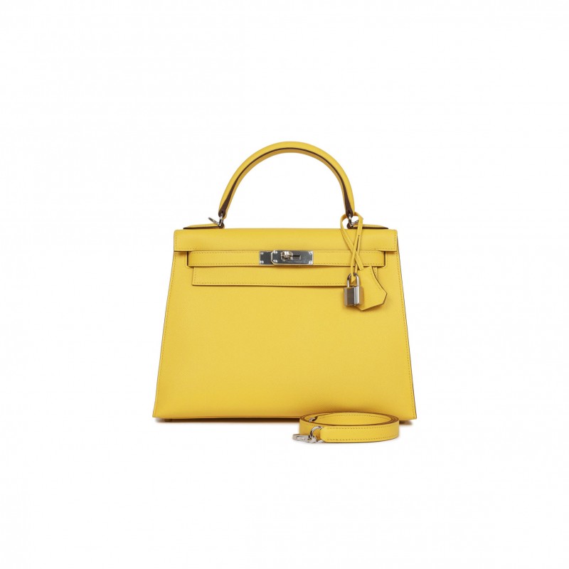 HERMES KELLY 28 JAUNE DE NAPLES EPSOM PALLADIUM HARDWARE (28*22*10cm)