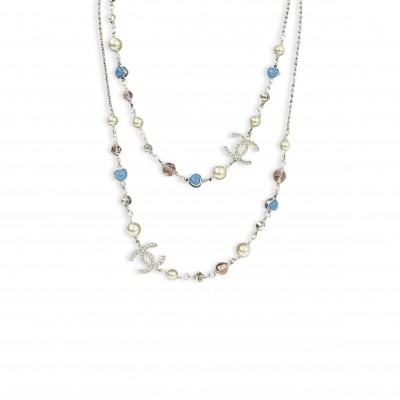 CHANEL 25P BLUE LOVE NECKLACE ABF489
