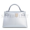 HERMES MASTER MINI KELLY SILVER METALLIC ARGENT CHAMKILA PALLADIUM HARDWARE (19*12*5.5cm)