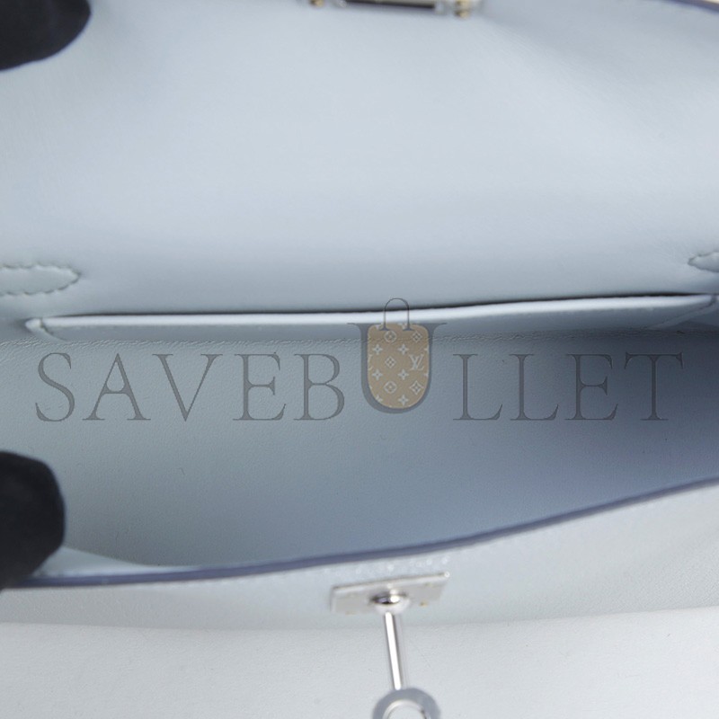HERMES MASTER MINI KELLY SILVER METALLIC ARGENT CHAMKILA PALLADIUM HARDWARE (19*12*5.5cm)