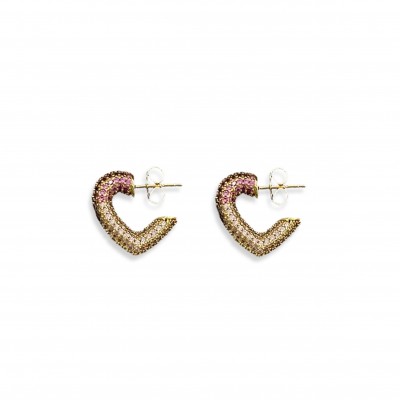 LOUIS VUITTON HEART-SHAPED PINK RHINESTONE EARRINGS 