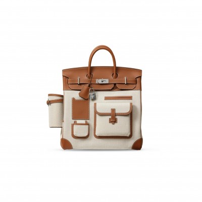 HERMÈS MASTER BIRKIN HAC CARGO 40 CM TOILE CANVAS AND CALFSKIN LEATHER (40*40*23cm)
