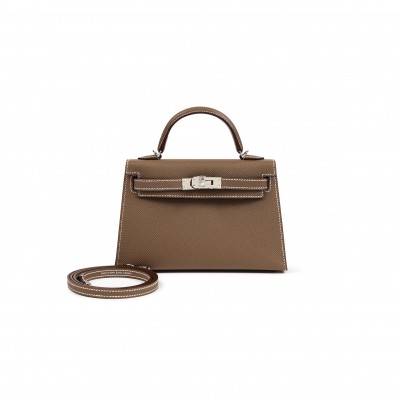 HERMES MASTER MINI KELLY EPSOM SILVER BUCKLE (19*12*5.5cm)