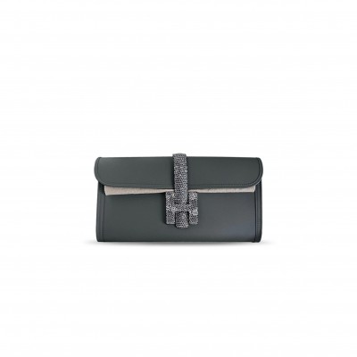 HERMÈS NOIR SWIFT AND LIZARD JIGE ELAN (21.5*12.5*2cm)