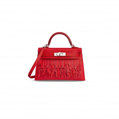 HERMES MASTER MINI KELLY SELLIER CHEVRE PALLADIUM HARDWARE (19*12*5.5cm)