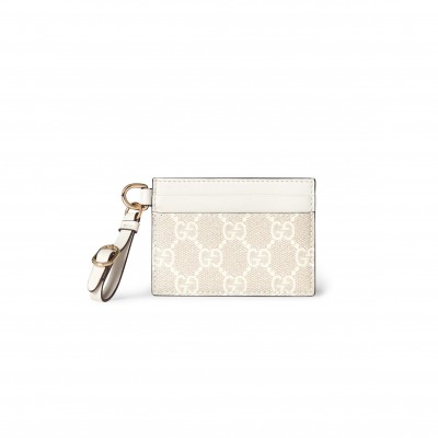 GUCCI GG EMBLEM CARD CASE WITH STRAP 819121 (10*7cm)