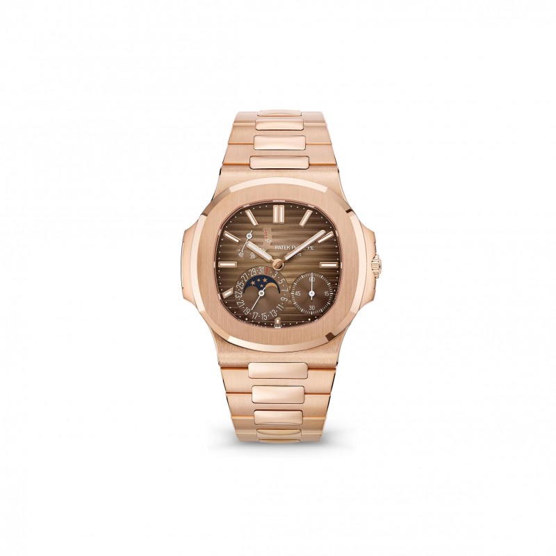 PATEK PHILIPPE NAUTILUS MOONPHASE ROSE GOLD BROWN DIAL 40MM 57121R-001