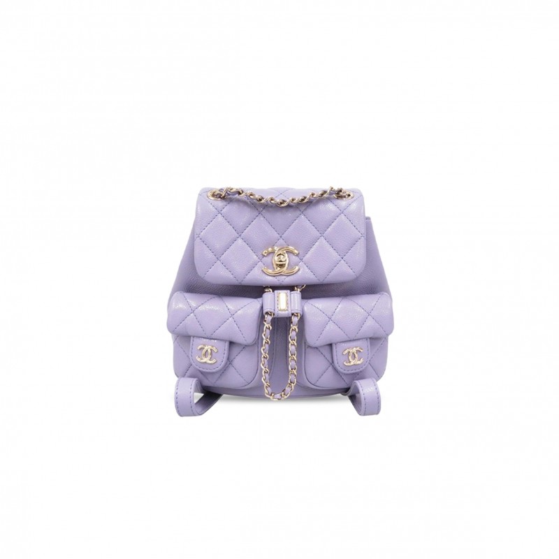 CHANEL MASTER PURPLE BACKPACK MATELASSE CAVIAR LEATHER AS3787 (17.5*16.5*10cm)
