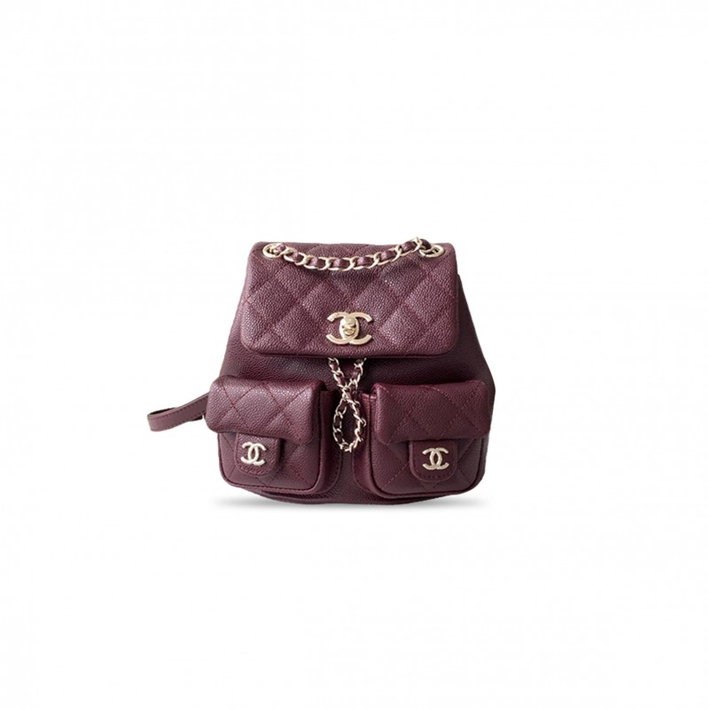 CHANEL MASTER SMALL DUMA BACKPACK MATELASSE CAVIAR LEATHER AS3787 (17.5*16.5*10cm)