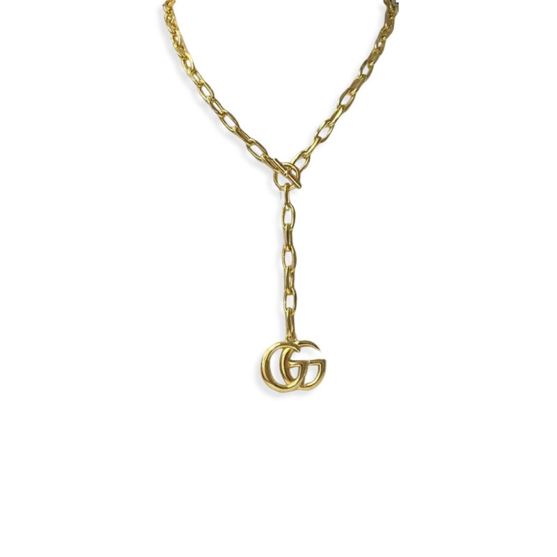 GUCCI DOUBLE G LOGO GOLD NECKLACE 