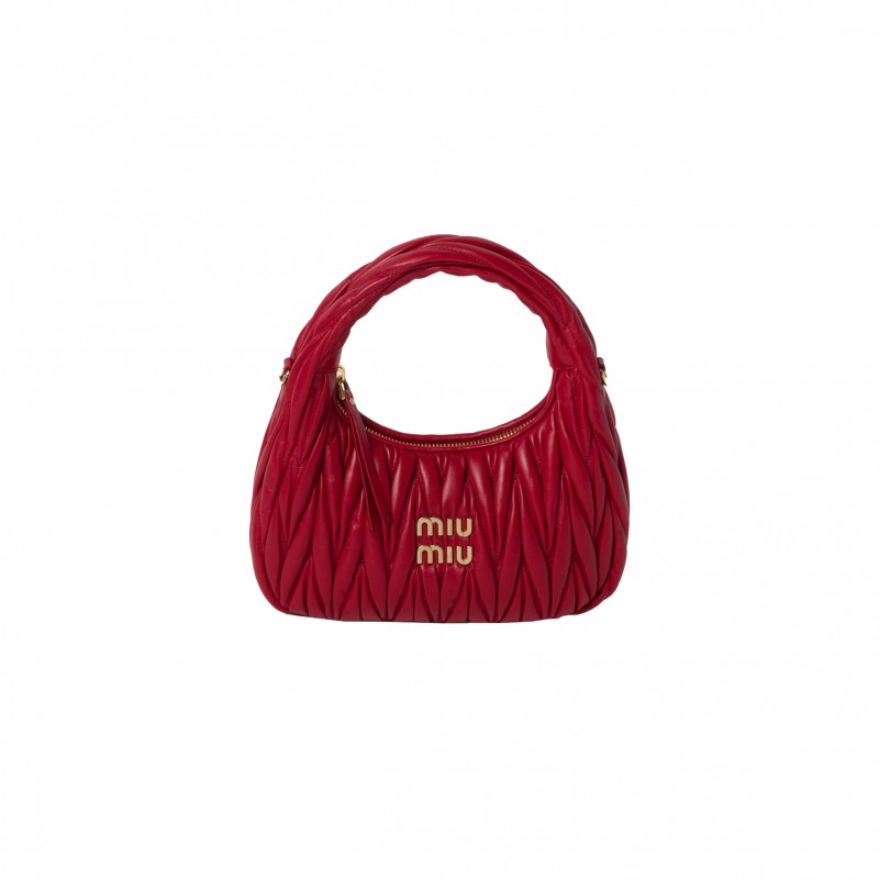 MIU MIU WANDER MATELASSÉ NAPPA LEATHER HOBO BAG 5BC125 (20*17*6cm)