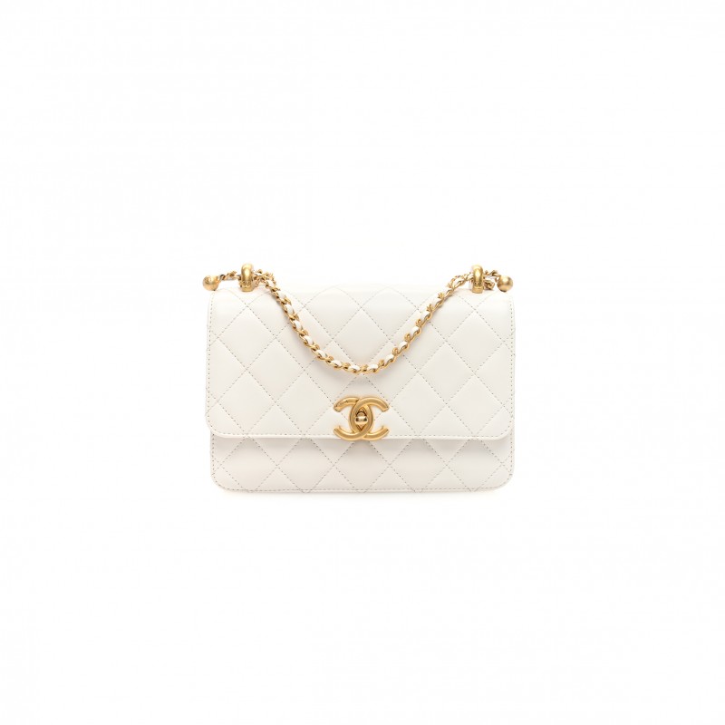 CHANEL MASTER CALFSKIN QUILTED PERFECT FIT FLAP WHITE (19*12*8cm) 