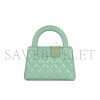 CHANEL MASTER KELLY SHOPPER LIGHT GREEN SHINY AGED CALFSKIN BRUSH GOLD HARDWARE (19*13*7cm)