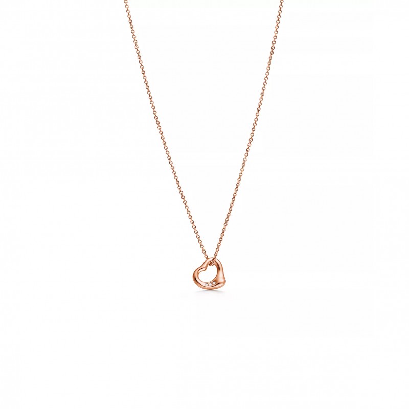 TIFFANY ELSA PERETTI® OPEN HEART PENDANT IN 18K ROSE GOLD WITH DIAMONDS 68113660