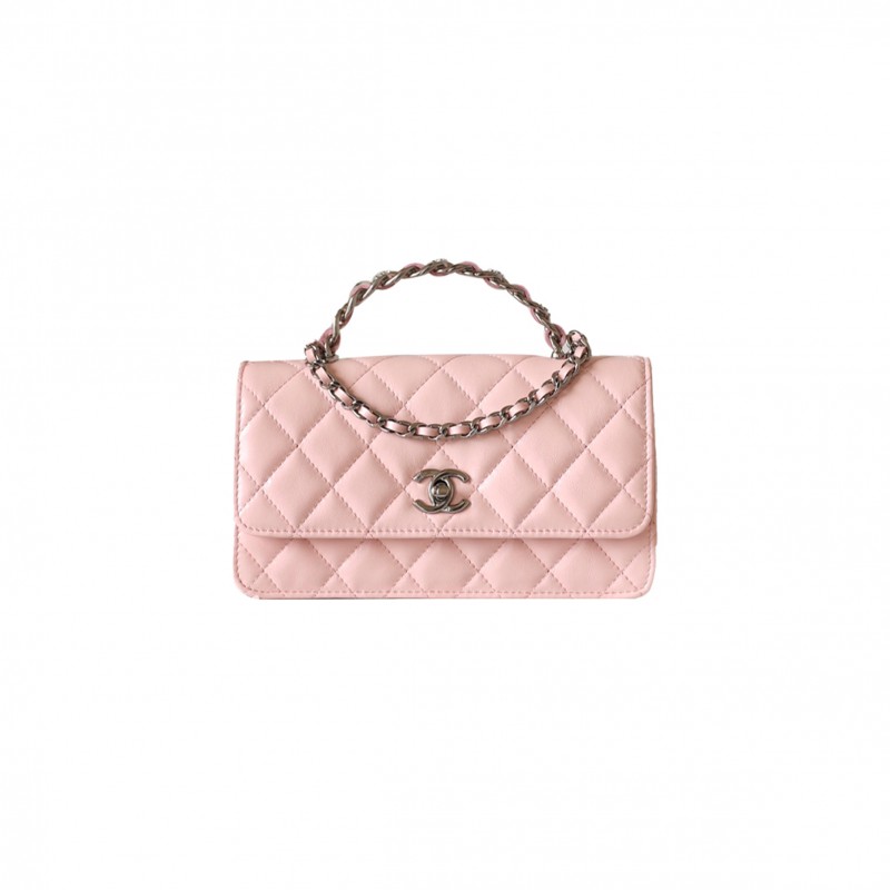 CHANEL MASTER CC WOC PINK LAMBSKIN SILVER HARDWARE AP3645 (18.5*11*6cm)