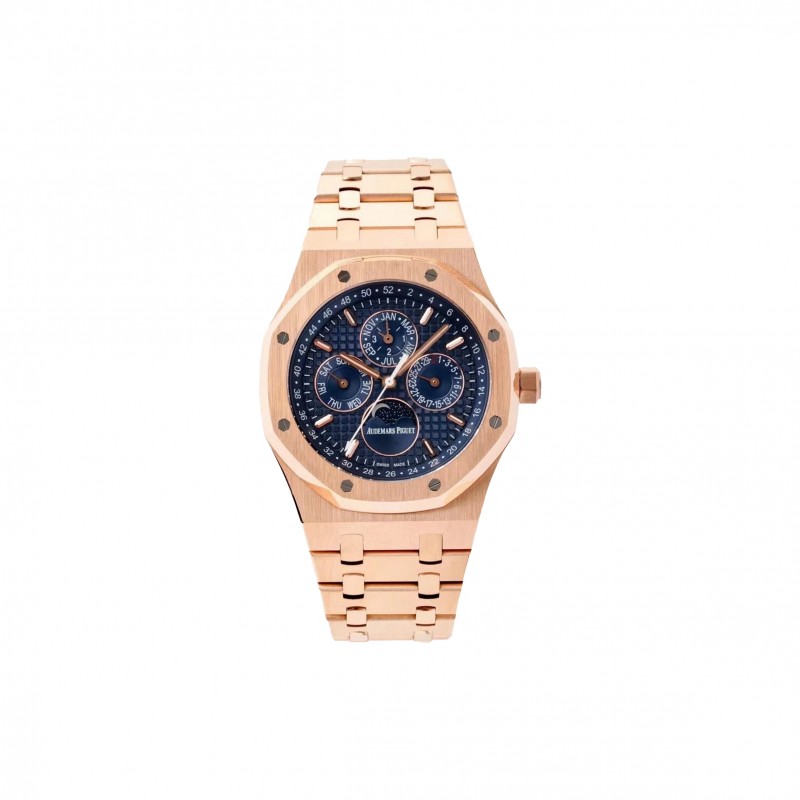 AUDEMARS PIGUET ROYAL OAK PERPETUAL CALENDAR 41MM ROSE GOLD BLUE DIAL WATCH 26574OR.OO.1220OR.03