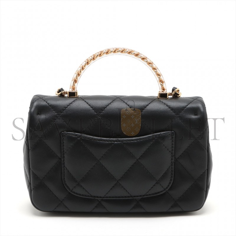 CHANEL MINI MATRASSE 2WAY SHOULDER BAG TOP HANDLE BLACK G GOLD AS4847 (19*12*6cm)