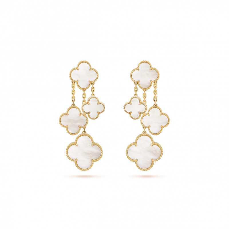 VAN CLEEF ARPELS MAGIC ALHAMBRA EARRINGS, 4 MOTIFS VCARD78900