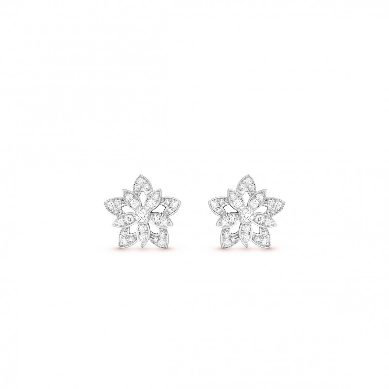 VAN CLEEF ARPELS LOTUS OPENWORK EARRINGS MINI MODEL VCARP0ZV00