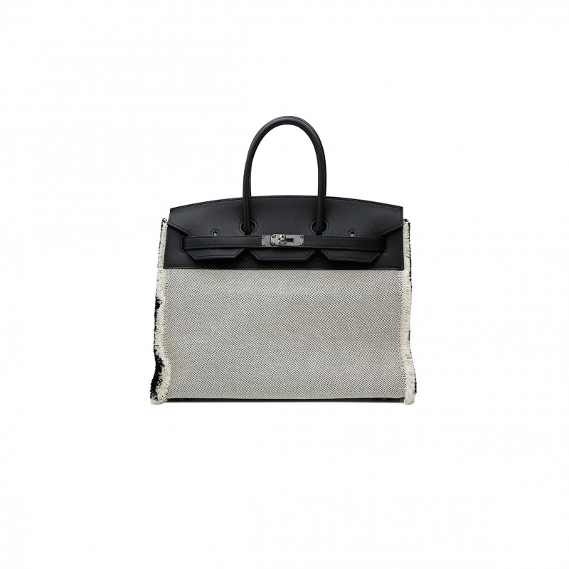 HERMES MASTER BIRKIN 35 FRAY HANDBAG IN BLACK LEATHER BK35FY89SWCLSS (35*25*18cm)