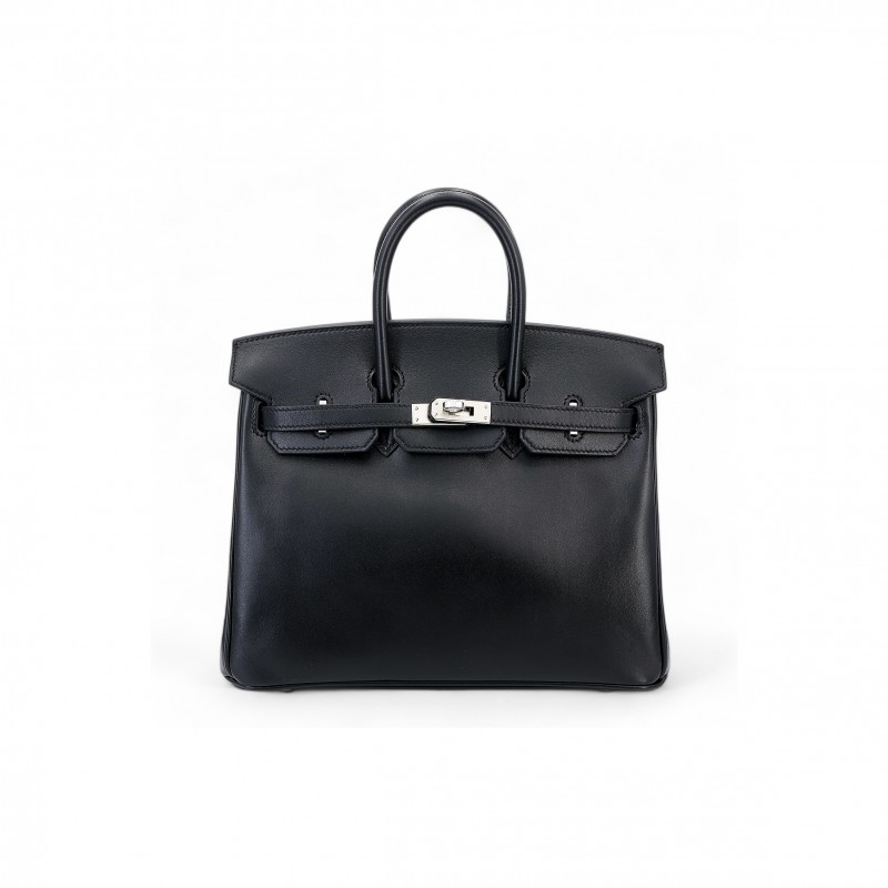 HERMES MASTER BIRKIN 25 BLACK NOIR TADELAKT LEATHER SILVER BUCKLE 1530255866 (25*20*13cm)