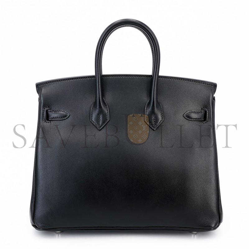 HERMES MASTER BIRKIN 25 BLACK NOIR TADELAKT LEATHER SILVER BUCKLE 1530255866 (25*20*13cm)