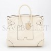 HERMES MASTER BIRKIN 25 CREAM WHITE LEATHER CANVAS SILVER BUCKLE 1305777953 (25*20*13cm)