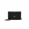 CHANEL QUILTED CAVIAR WALLET ON CHAIN WOC BLACK GOLD HARDWARE A33814 (19.2*12.3*3cm)