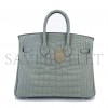 HERMES MSTER BIRKIN 25 PEARL GREY CROCODILE MATT SILVER BUCKLE BAG 6778344120  (25*20*13cm)