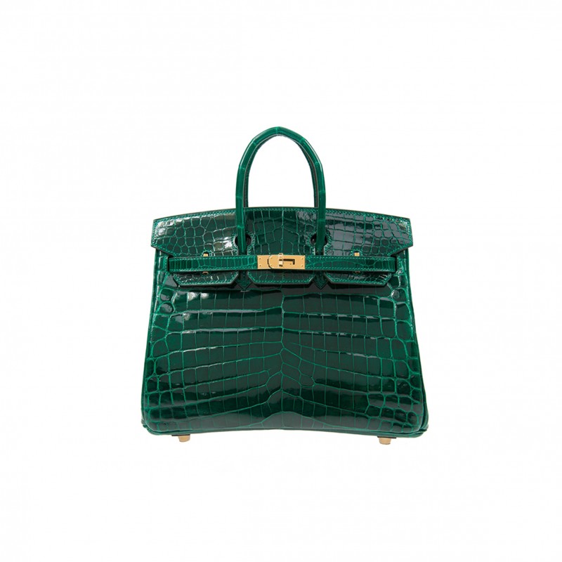 HERMES MASTER BIRKIN 25 EMEDAL TOP HANDLE BAG BAGBK256QSCROCOGPN (25*20*13cm)