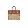 HERMES MASTER BIRKIN PICNIC 25 BROWN WICKER SILVER BUCKLE PLATINUM BAG 10078587 (25*20*13cm)