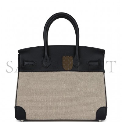 HERMES MASTER BIRKIN 35 BIVOUAC FICELLE CANVAS AND BLACK BAG 8023220073 (35*24*18cm)