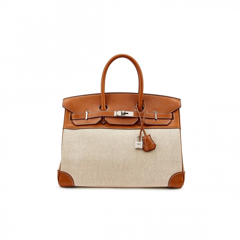 HERMES MASTER BIRKIN 35 CALICO AND GOLDEN BROWN LEATHER BAG 8023220073 (35*24*18cm)