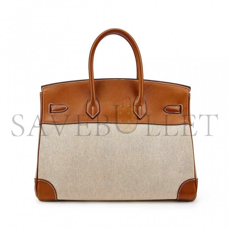 HERMES MASTER BIRKIN 35 CALICO AND GOLDEN BROWN LEATHER BAG 8023220073 (35*24*18cm)