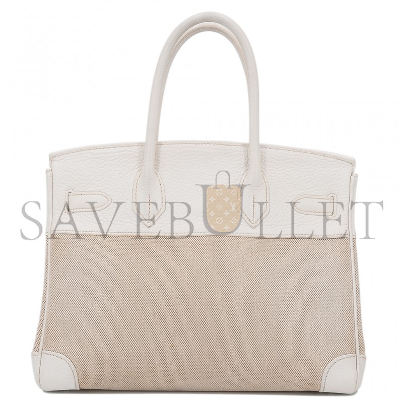 HERMES MASTER BIRKIN 35 COWHIDE WHITE CANVAS SILVER BUCKLE BAG 10080269 (35*24*18cm)