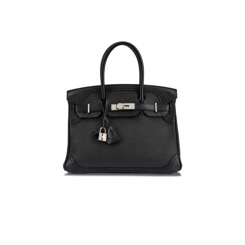 HERMES MASTER BIRKIN 30 WIFT WITH TOGO LEATHER BLACK SILVER BUCKLE BAG 195482 (30*22*15cm)