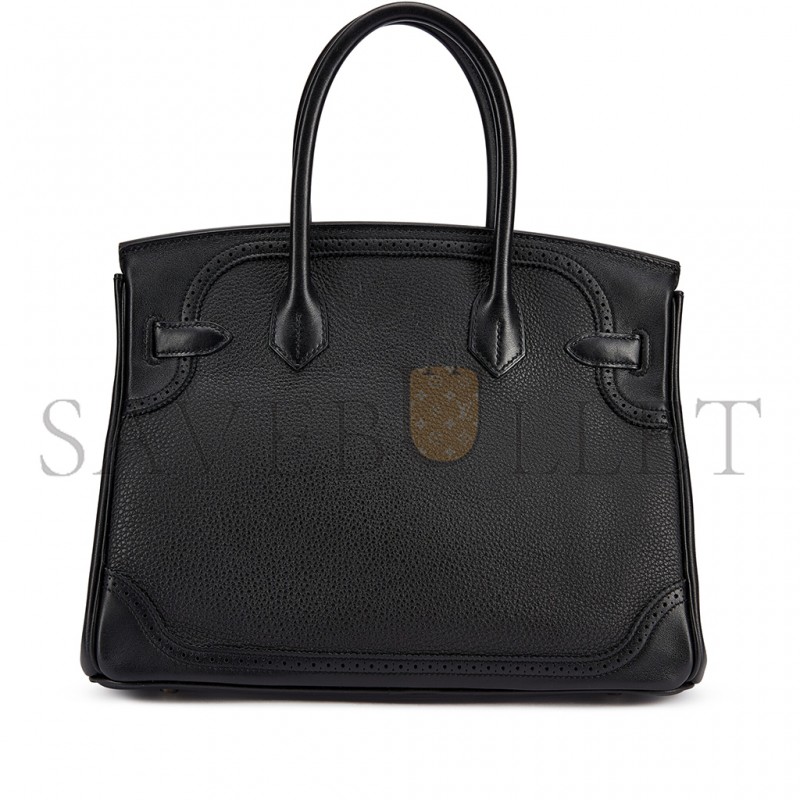 HERMES MASTER BIRKIN 30 WIFT WITH TOGO LEATHER BLACK SILVER BUCKLE BAG 195482 (30*22*15cm)