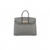 HERMES BIRKIN 25 OUTSEAM 0L GRIS MEYER CUMULONIMBUS GRAY LEATHER GOLD BUTTON 9117444335 (25*20*13cm)