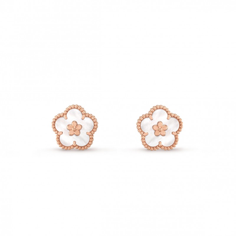 VAN CLEEF ARPELS LUCKY SPRING EARRINGS, PLUM BLOSSOM VCARP7RU00 VAN CLEEF ARPELS LUCKY SPRING EARRINGS, PLUM BLOSSOM VCARP7RU00