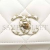 CHANEL 2WAY BAG TOP HANDLE FLAP BAG LAMBSKIN WHITE AS4654 (25*16*9cm)