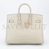 HERMES MASTER BIRKIN 25 8L CREAM WHITE MATTE CROCODILE SILVER BUCKLE BAG 4034389225 (25*20*13cm)