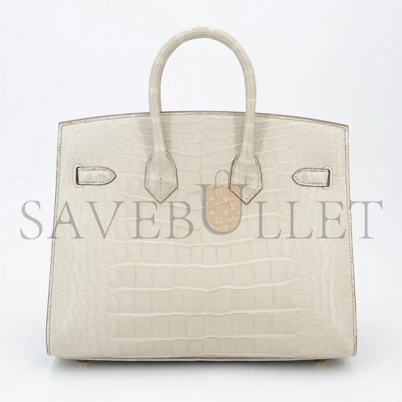 HERMES MASTER BIRKIN 25 8L CREAM WHITE MATTE CROCODILE SILVER BUCKLE BAG 4034389225 (25*20*13cm)