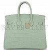 HERMES MASTER BIRKIN 25 MINT GREEN ALLIGATOR MATT SILVER BUCKLE BAG 7419337628 (25*20*13cm)