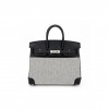 HERMES MASTER BIRKIN 25 89 BLACK NOIR CANVAS SWIFT LEATHER SILVER BUCKLE 8023220073 (25*20*13cm)