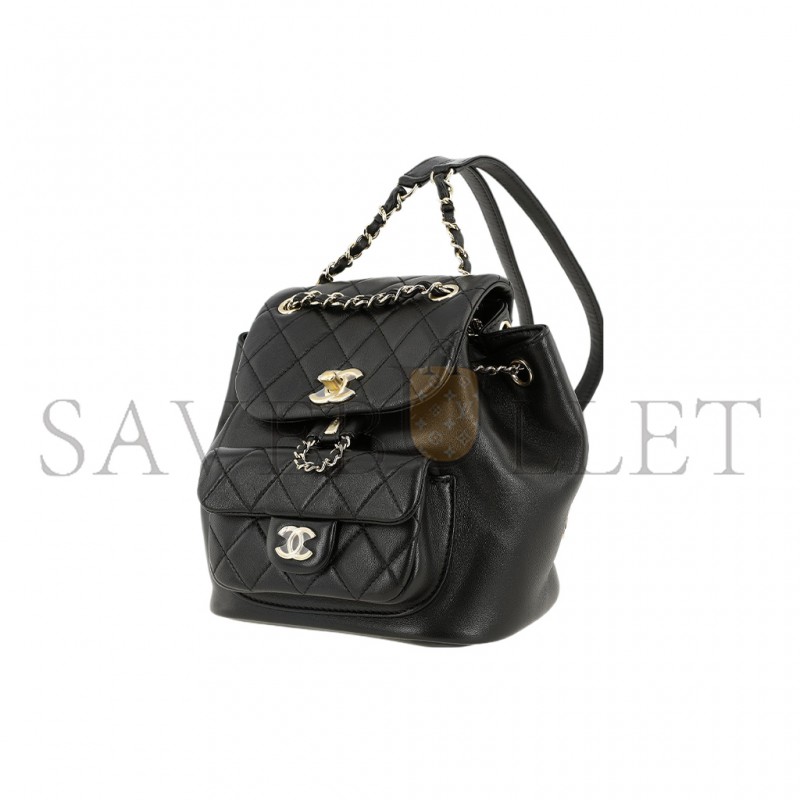 CHANEL DUMA SHEEPSKIN BACKPACK BLACK (18.5*18*12cm) 