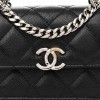 CHANEL CAVIAR QUILTED PICK ME UP CLUTCH WITH CHAIN BLACK (13*9.5*6cm) 